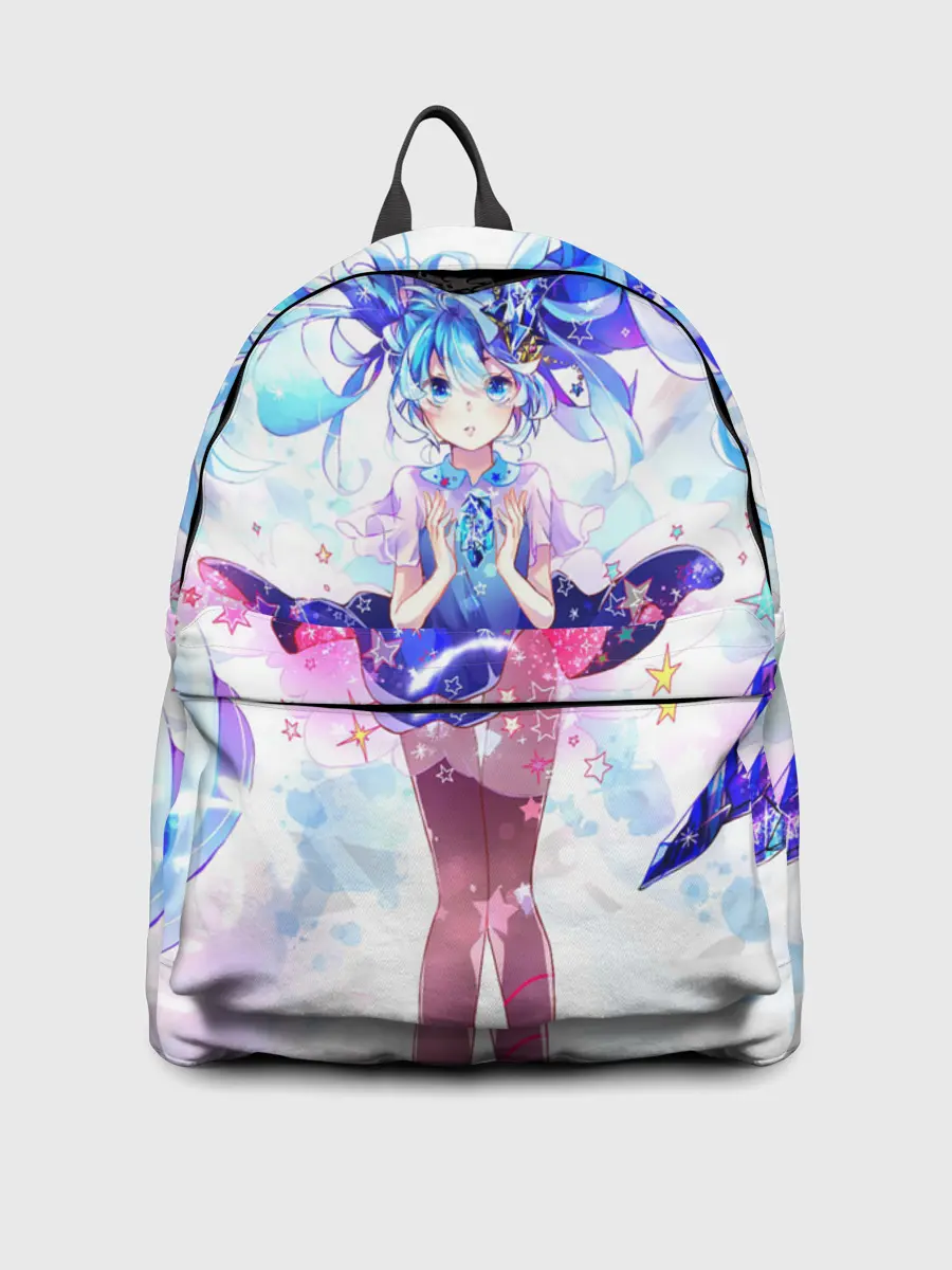 Рюкзак джинсовый / Хацуне Мику на красочном фоне