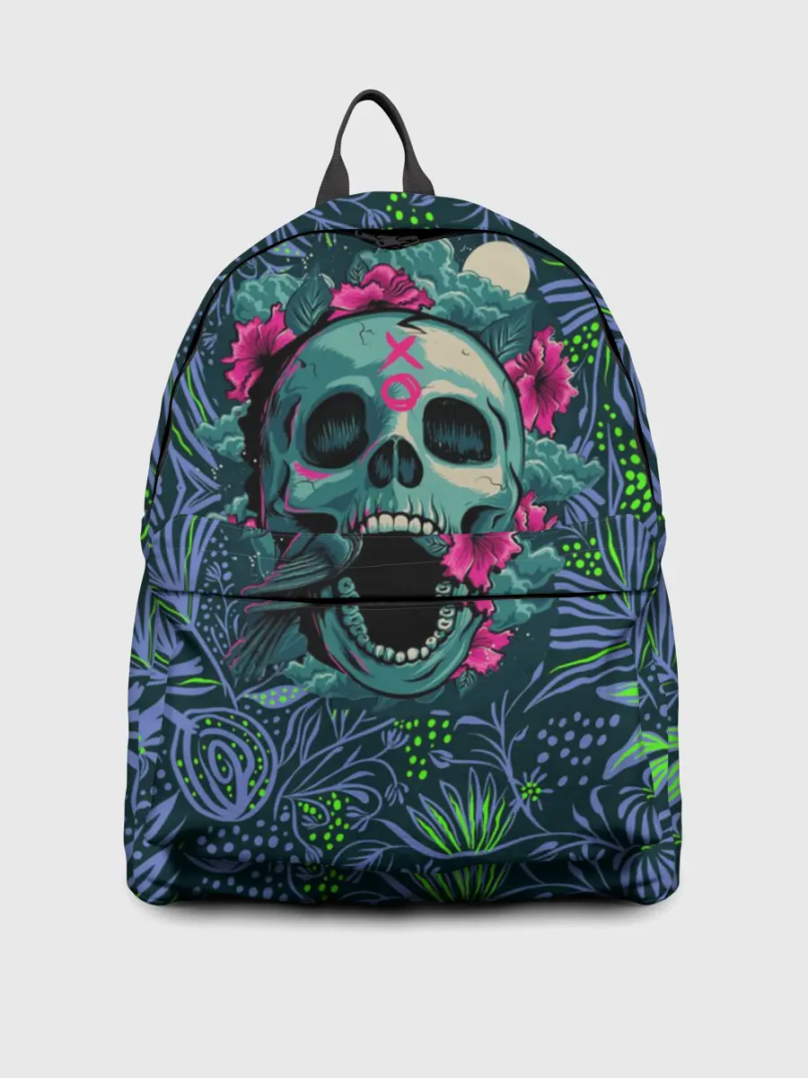 Рюкзак джинсовый / Череп В Цветах