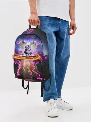 Рюкзак джинсовый / Кот на пицце