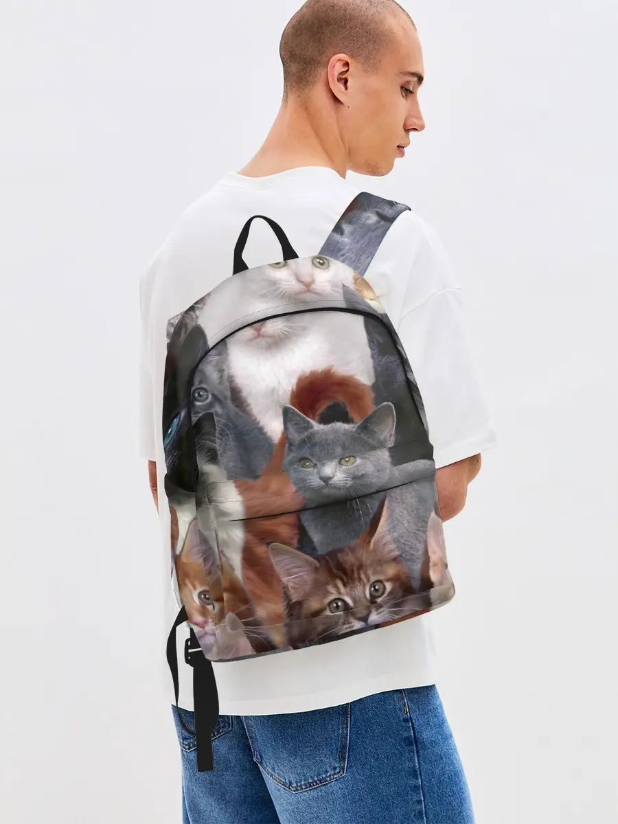Рюкзак джинсовый / Много котов