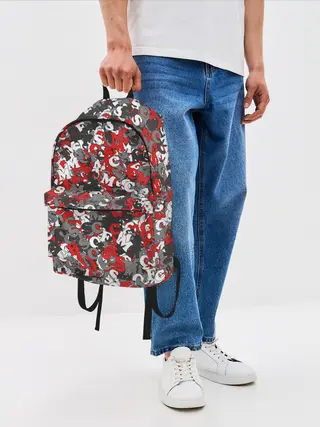 Рюкзак джинсовый / Камуфляж с буквами F.C.S.M