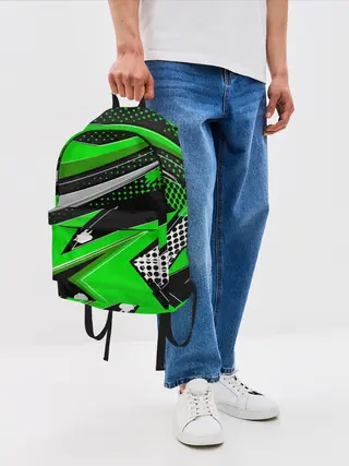 Рюкзак джинсовый / Зеленая краска