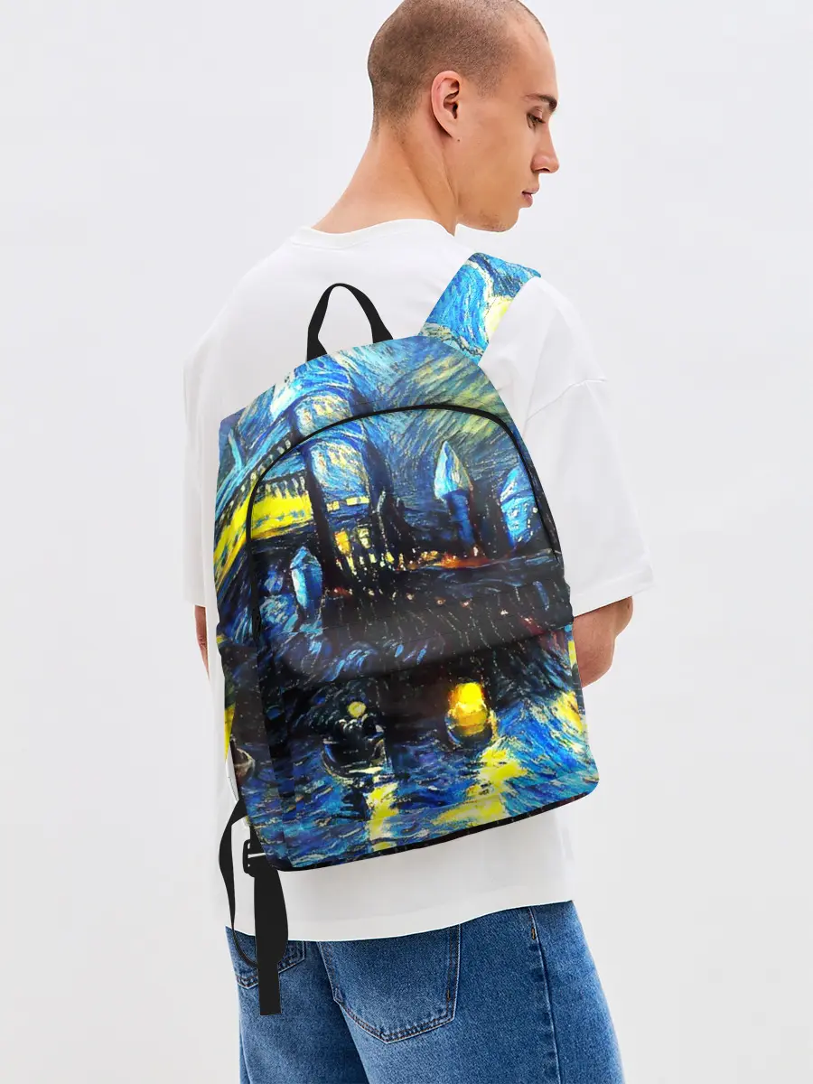 Рюкзак джинсовый / Картина в стиле Вангога
