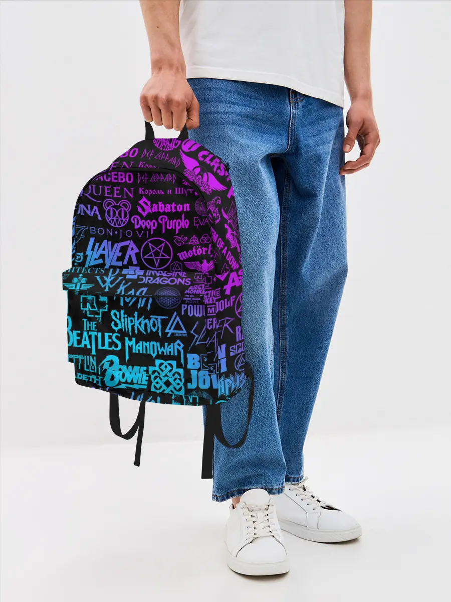 Рюкзак джинсовый / ЛОГОТИПЫ РОК ГРУПП