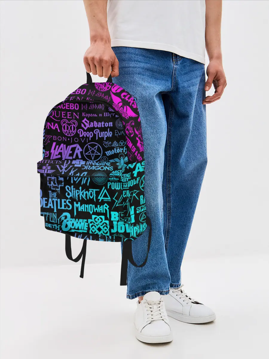 Рюкзак джинсовый / ЛОГОТИПЫ РОК ГРУПП