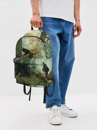 Рюкзак джинсовый / Утро в сосновом лесу