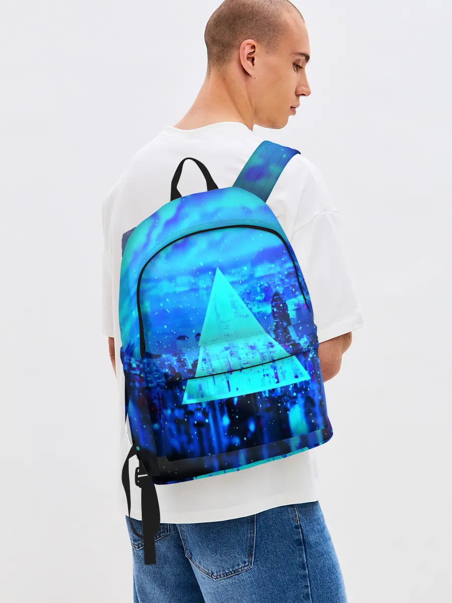 Рюкзак джинсовый / ГОРОД В НЕОНЕ