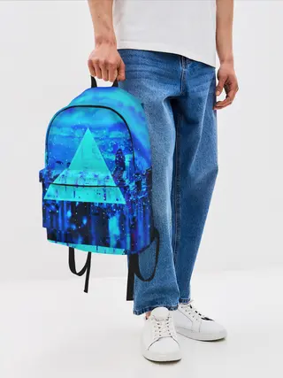 Рюкзак джинсовый / ГОРОД В НЕОНЕ