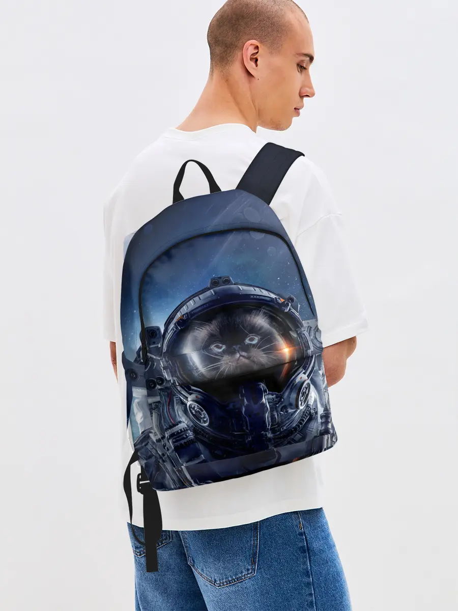 Рюкзак джинсовый / Кот космонавт