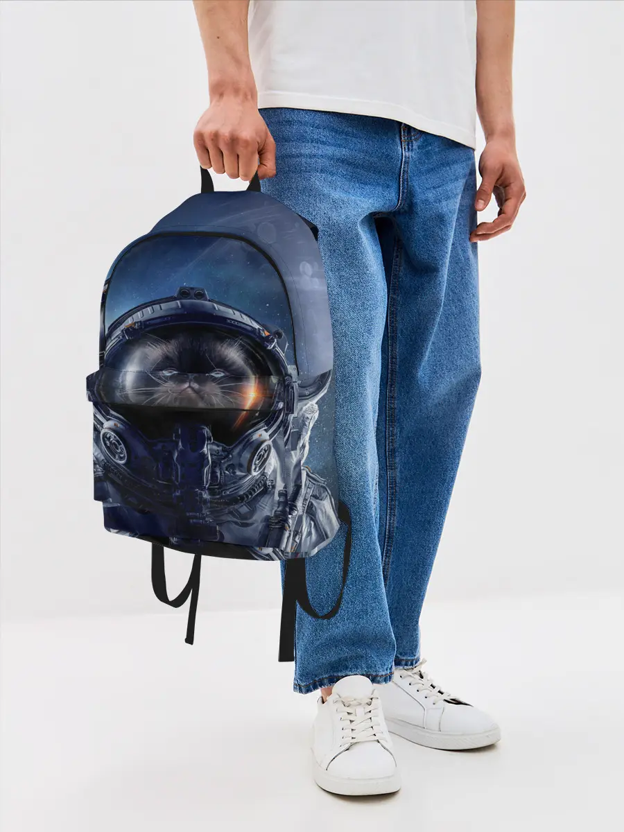 Рюкзак джинсовый / Кот космонавт