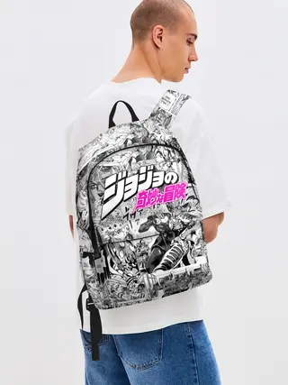 Рюкзак джинсовый / Чернобелый комикс джоджо