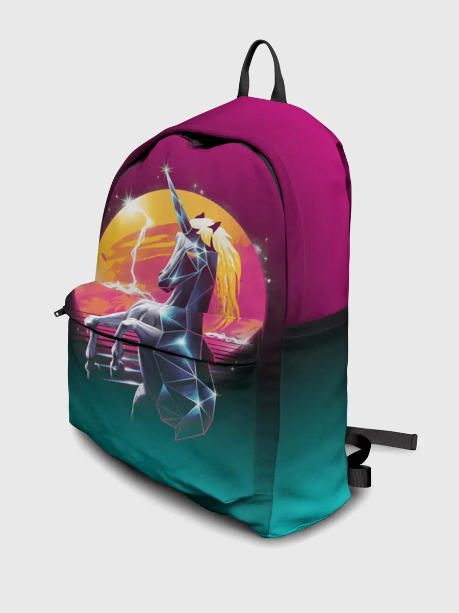 Рюкзак джинсовый / РЕТРО ЕДИНОРОГ НЕОН