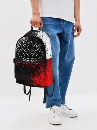 Рюкзак джинсовый / Оверлорд лого краснобелый