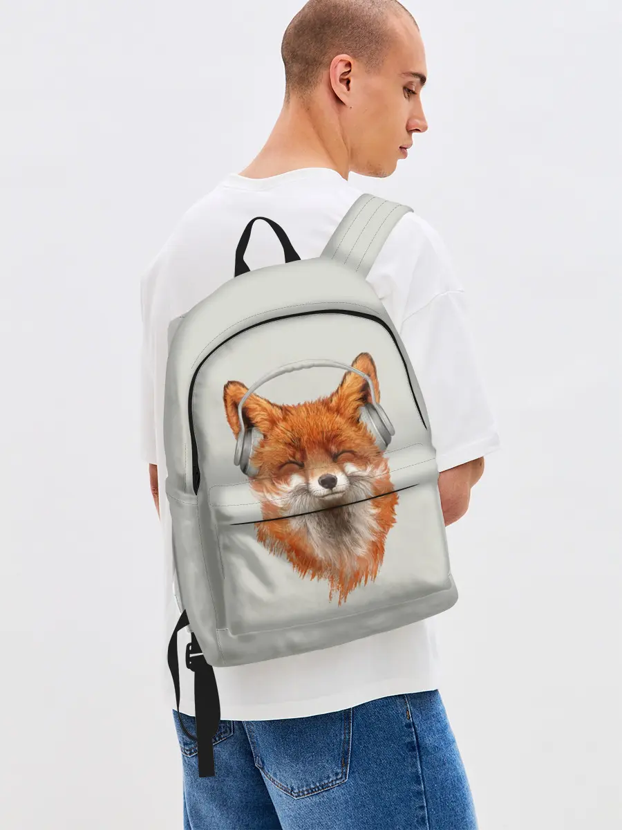 Рюкзак джинсовый / Лиса в наушниках