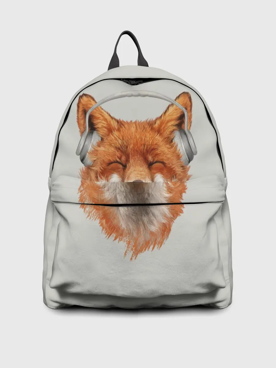 Рюкзак джинсовый / Лиса в наушниках