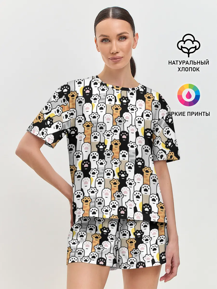 Женская пижама с шортами / ЛАПКИ