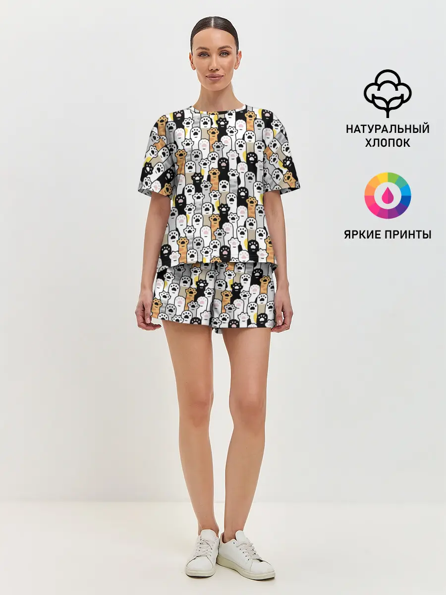 Женская пижама с шортами / ЛАПКИ