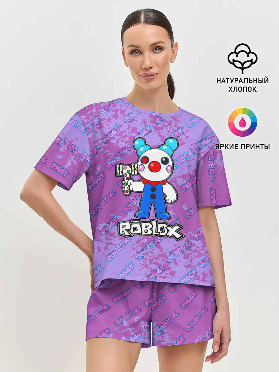 Женская пижама с шортами / Свинка Пигги из Roblox