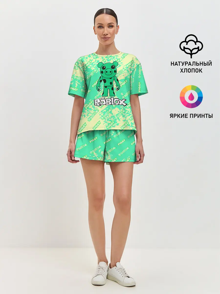 Женская пижама с шортами / Свинка Пигги из Roblox