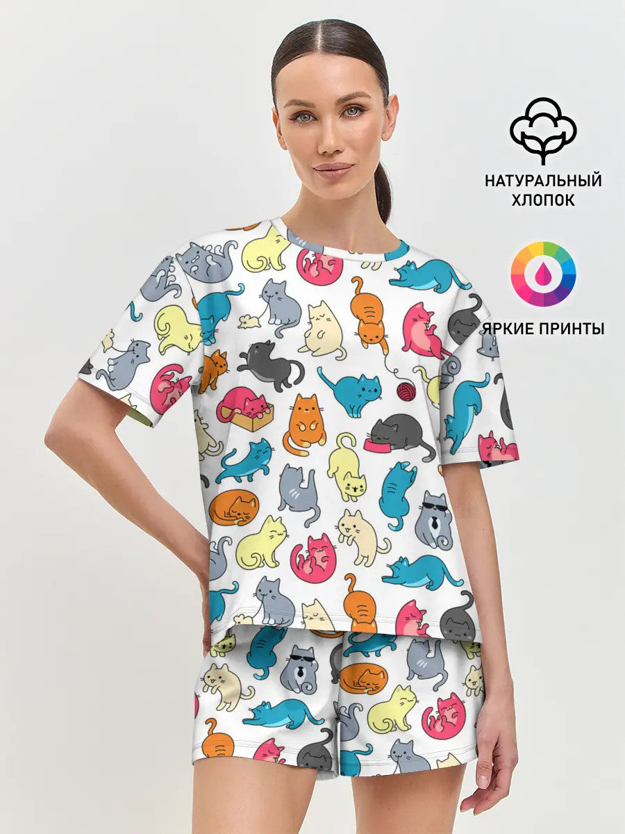 Женская пижама с шортами / Кошачья стая