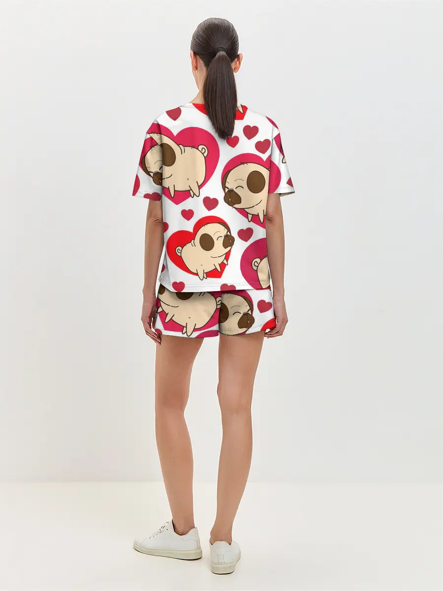 Женская пижама с шортами / Мопсики