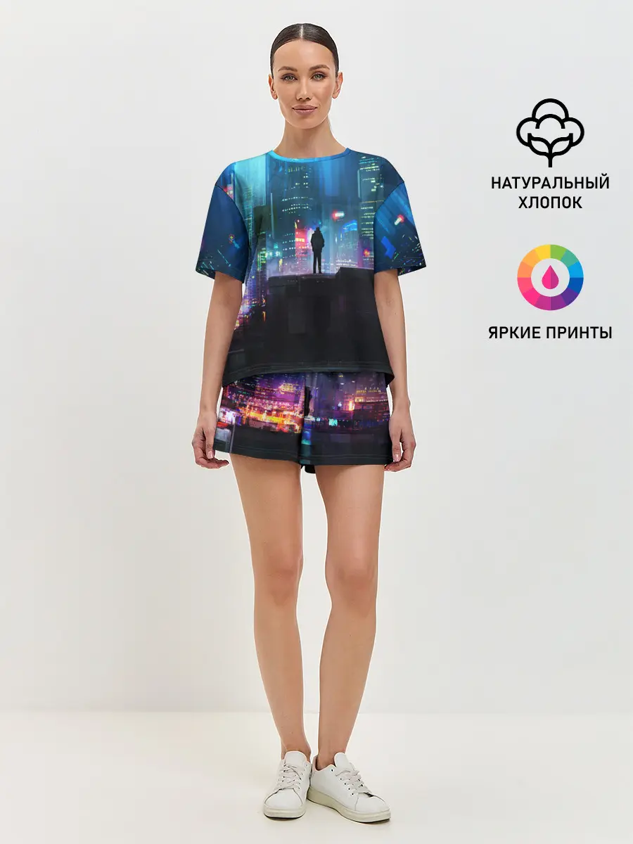 Женская пижама с шортами / CITY NEON