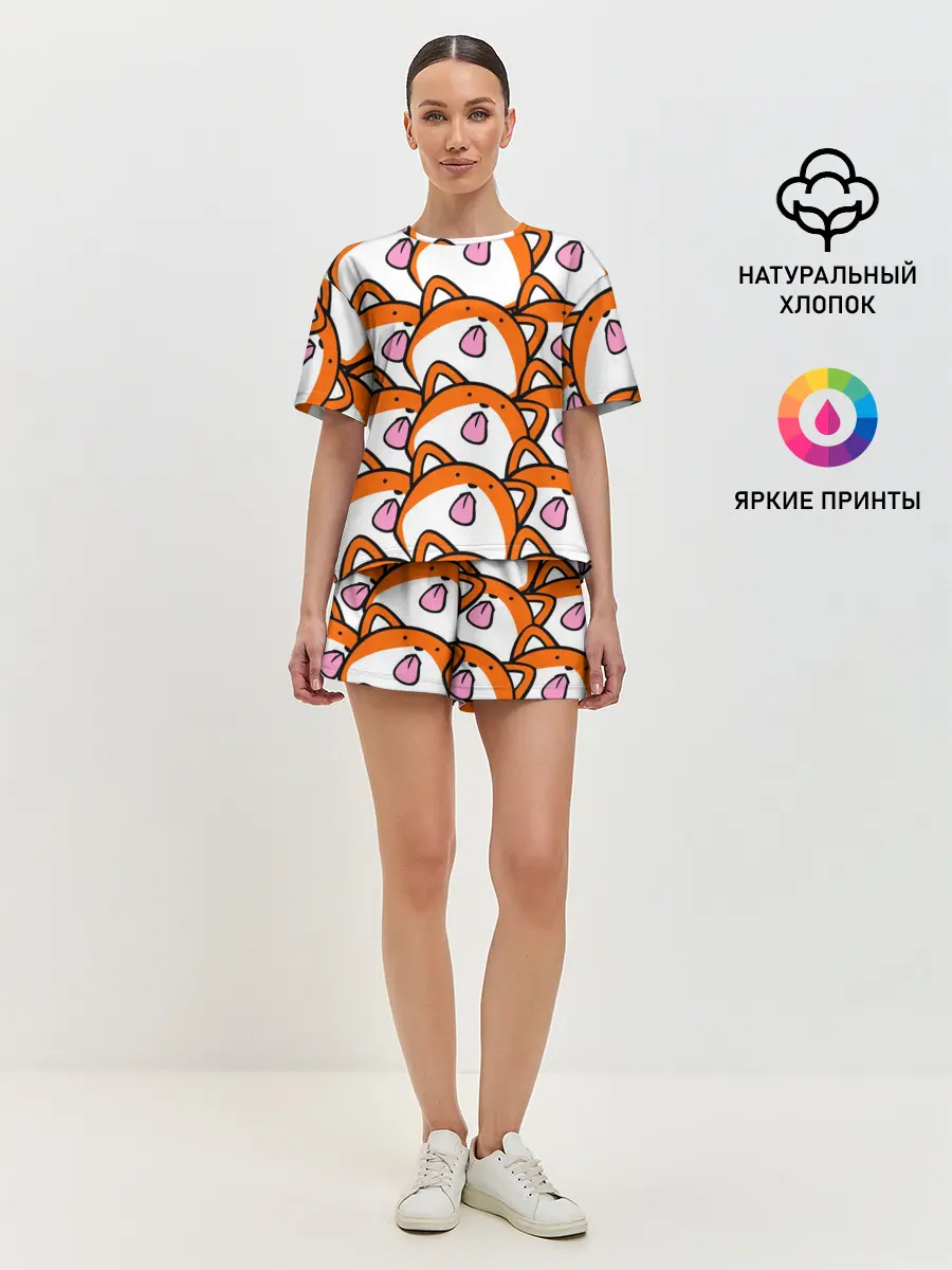 Женская пижама с шортами / ЛИСИЧКИ