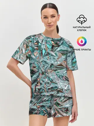 Женская пижама с шортами / Голографическая фольга