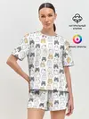Женская пижама с шортами / Толстые котики
