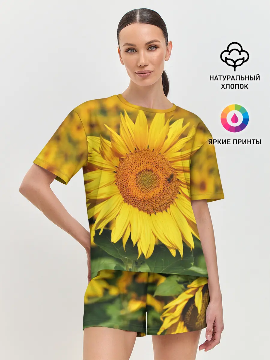 Женская пижама с шортами / Подсолнух