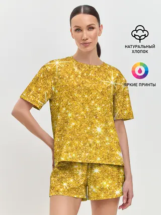 Женская пижама с шортами / Золотой блеск