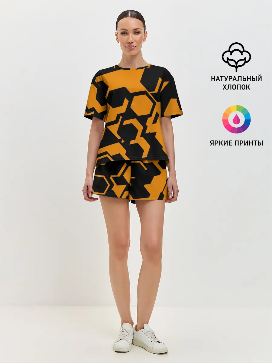 Женская пижама с шортами / КИБЕРПАНК, жёлтый