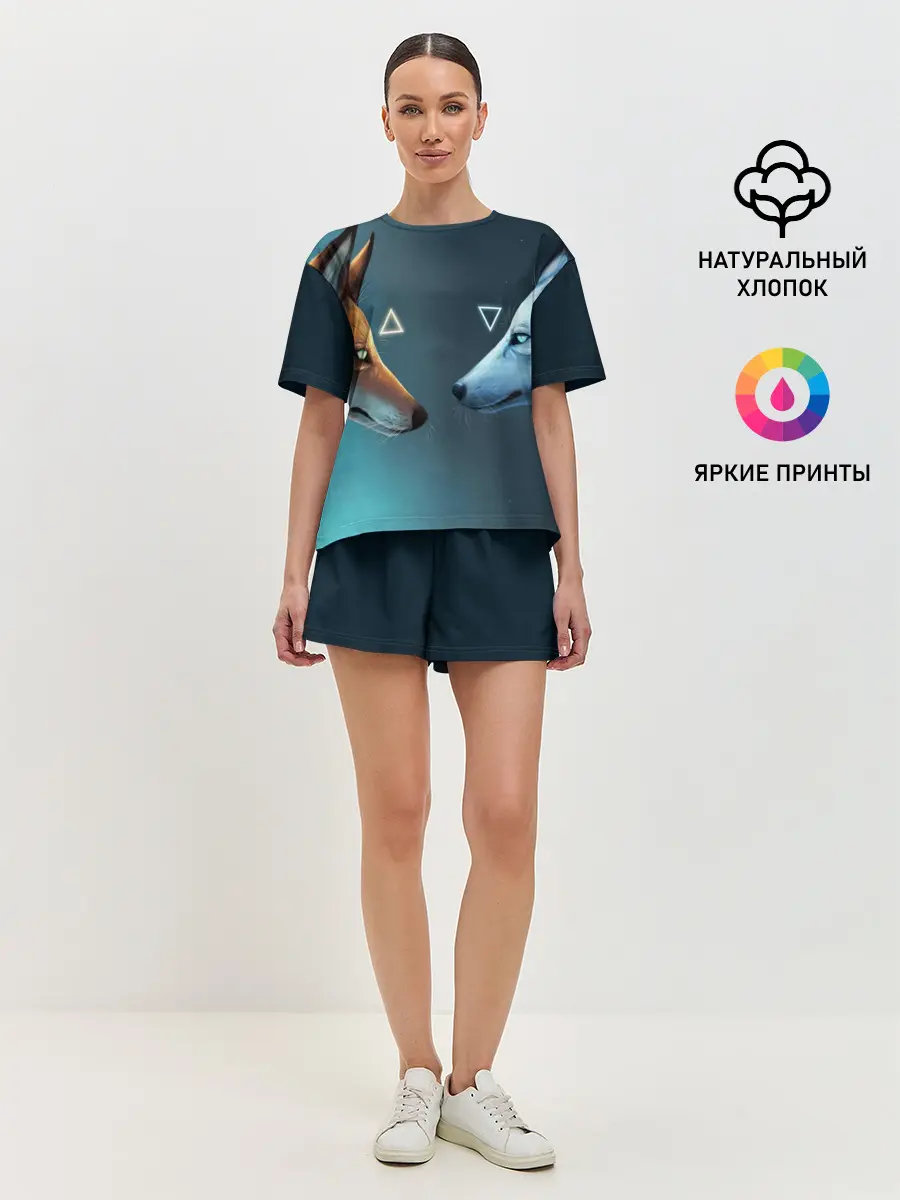 Женская пижама с шортами / ЛИСА И ВОЛК