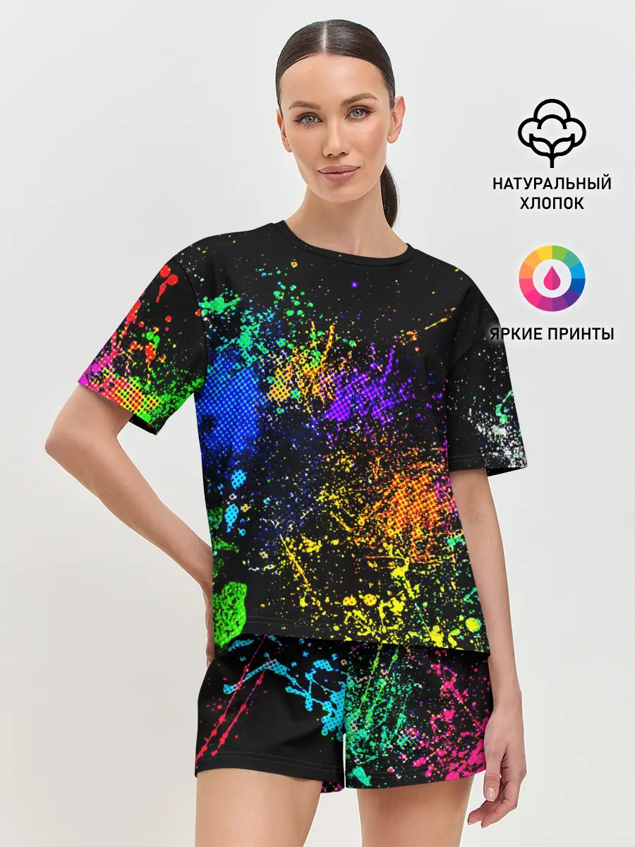 Женская пижама с шортами / БРЫЗКИ КРАСОК