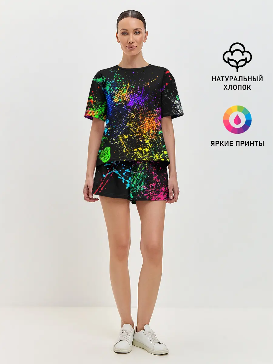 Женская пижама с шортами / БРЫЗКИ КРАСОК