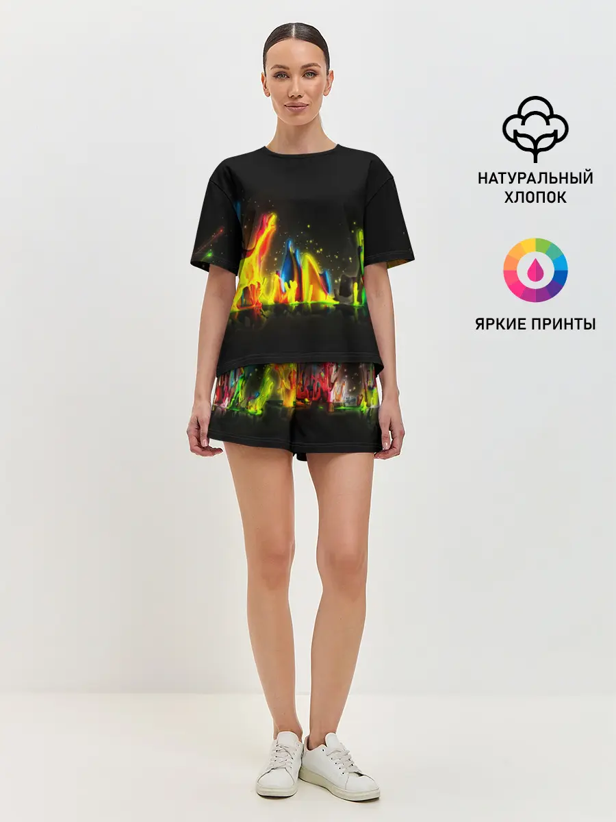 Женская пижама с шортами / КРАСКИ В НЕОНЕ
