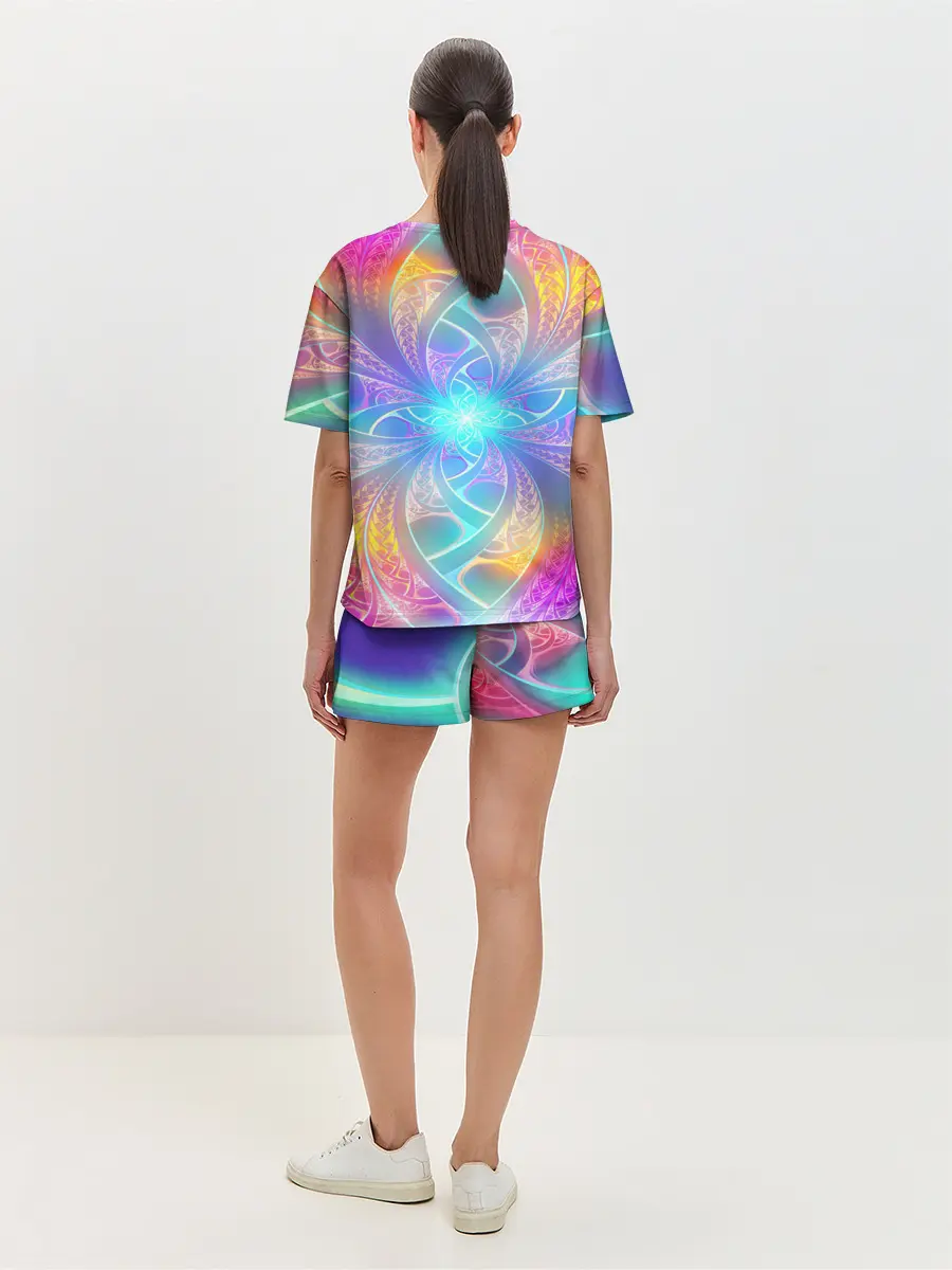 Женская пижама с шортами / Узоры / Абстракция /Неон