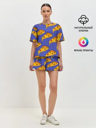 Женская пижама с шортами / Кусочки пиццы