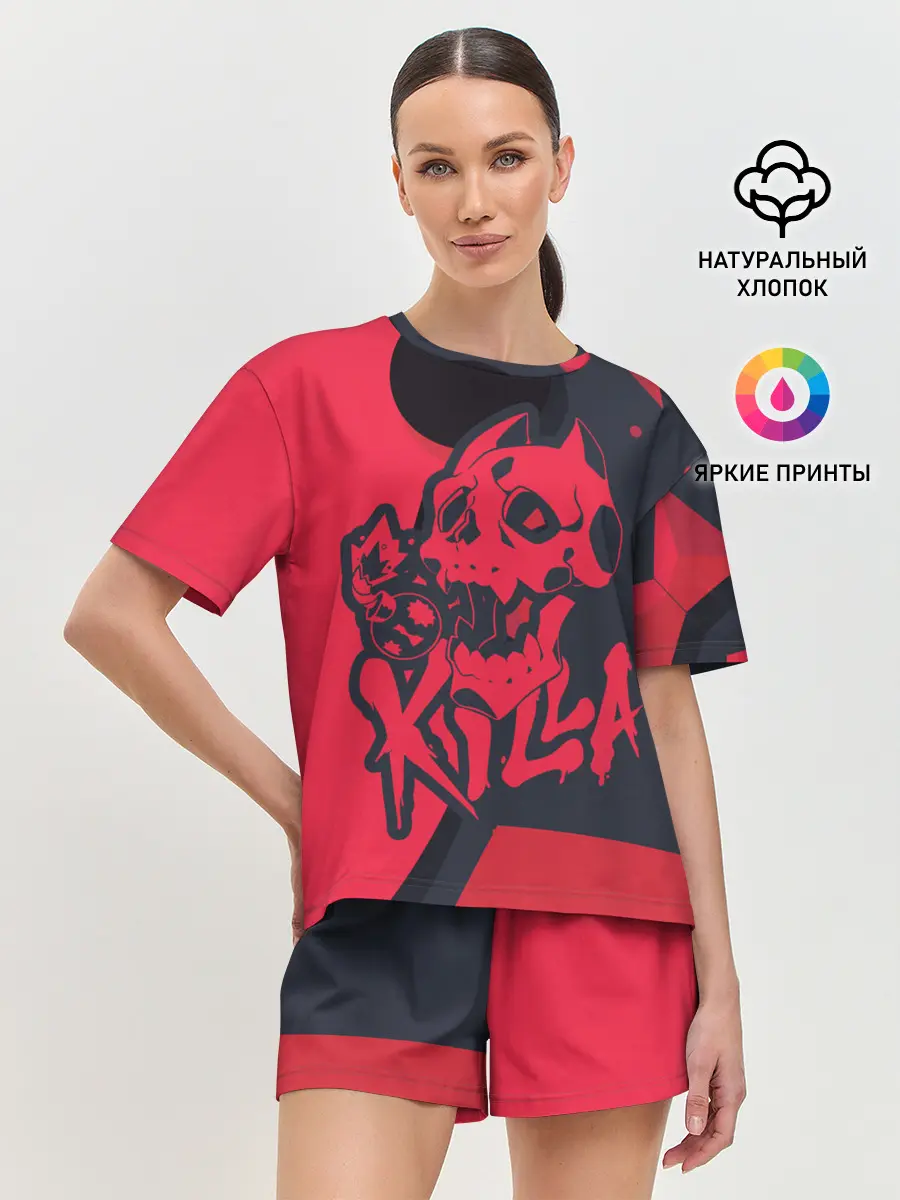 Женская пижама с шортами / KILLA красная