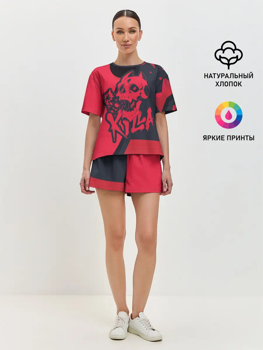 Женская пижама с шортами / KILLA красная