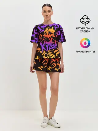 Женская пижама с шортами / KILLA фиолетовая