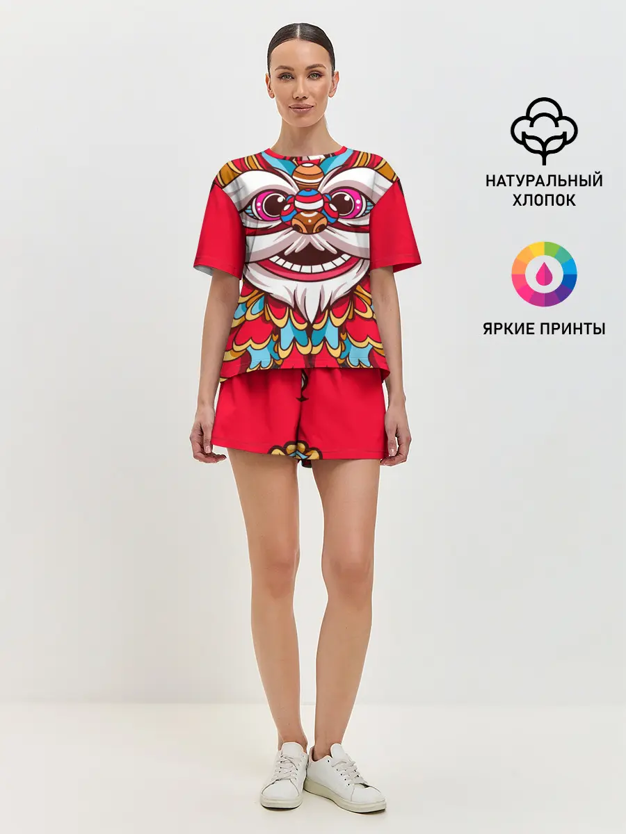 Женская пижама с шортами / Морда Азиатского Льва