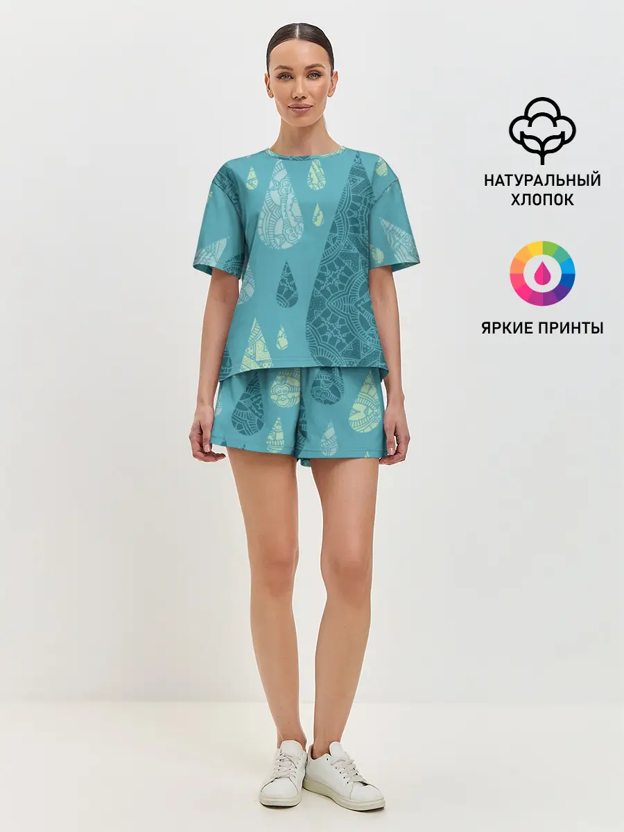 Женская пижама с шортами / Лесной узор