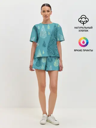 Женская пижама с шортами / Лесной узор