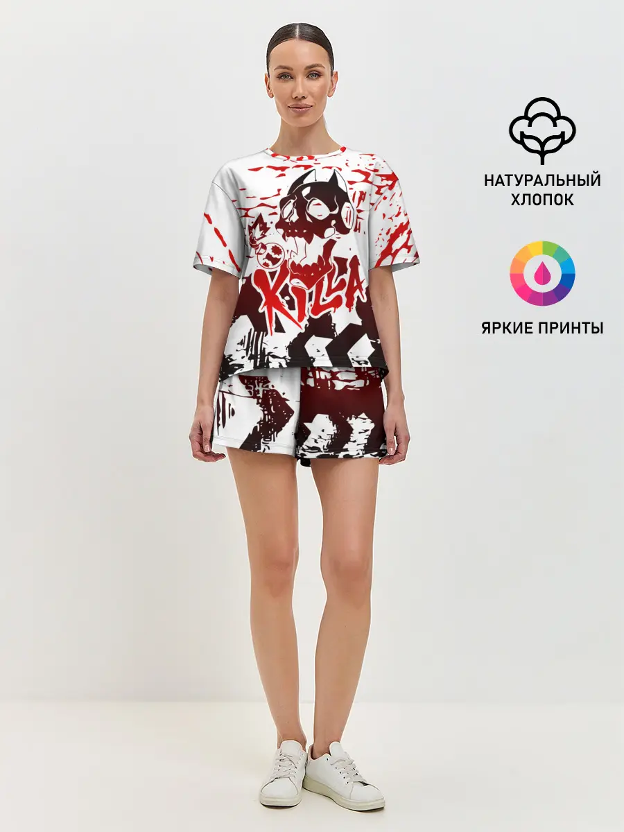 Женская пижама с шортами / KILLA красные следы