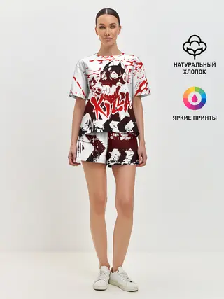 Женская пижама с шортами / KILLA красные следы