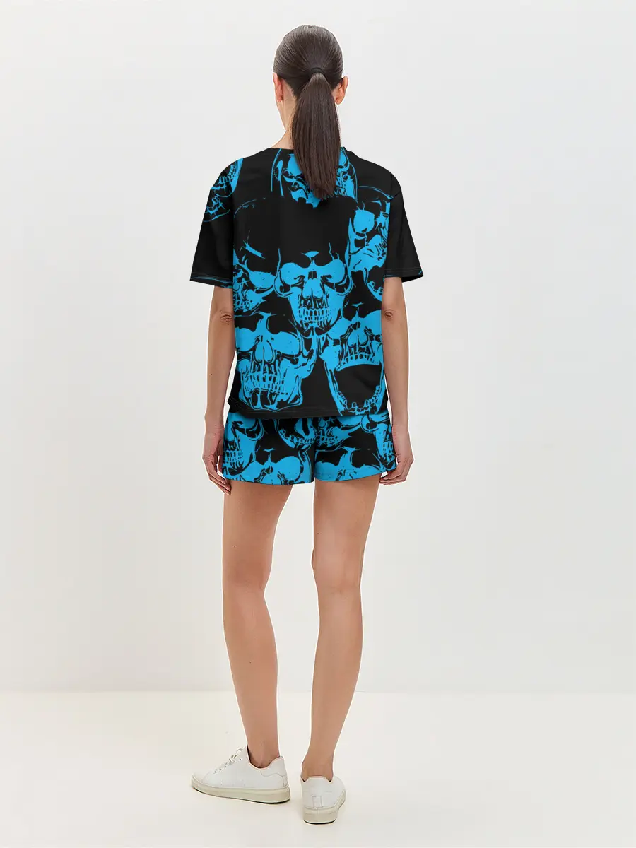 Женская пижама с шортами / Ора Муда синие черепа