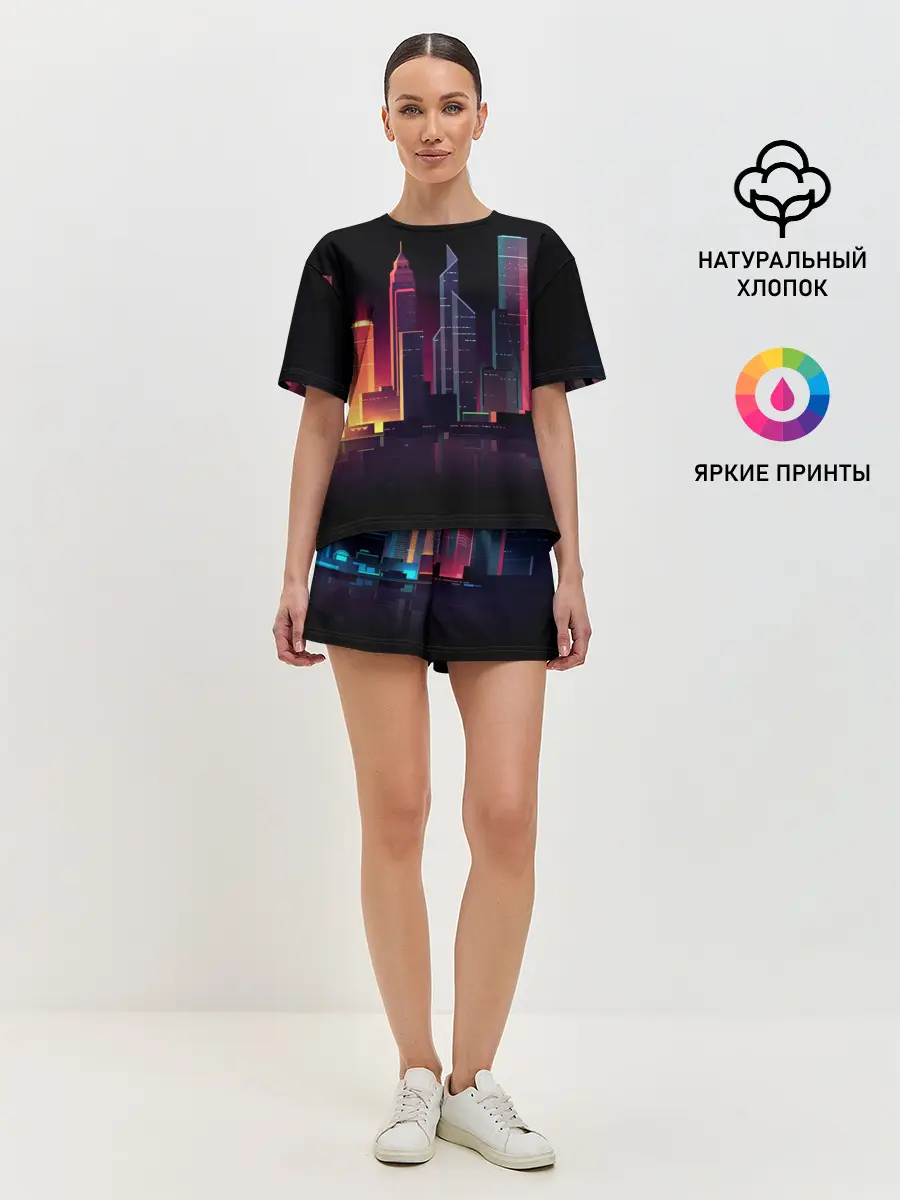 Женская пижама с шортами / Neon City