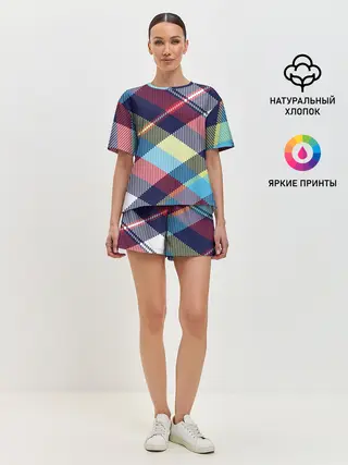 Женская пижама с шортами / Клетка / Текстура в клетку #2