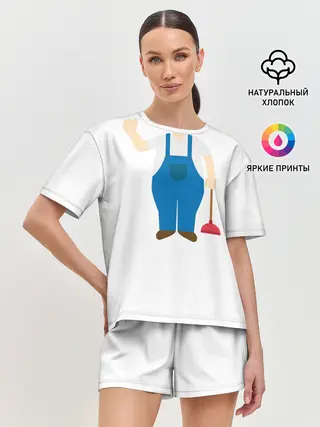 Женская пижама с шортами / Я - сантехник